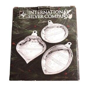 International Silver Co. 3-Piece Holiday Ornament Bowl Set Silverplated